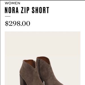 Frye Nora Zip Short Booties Size 7